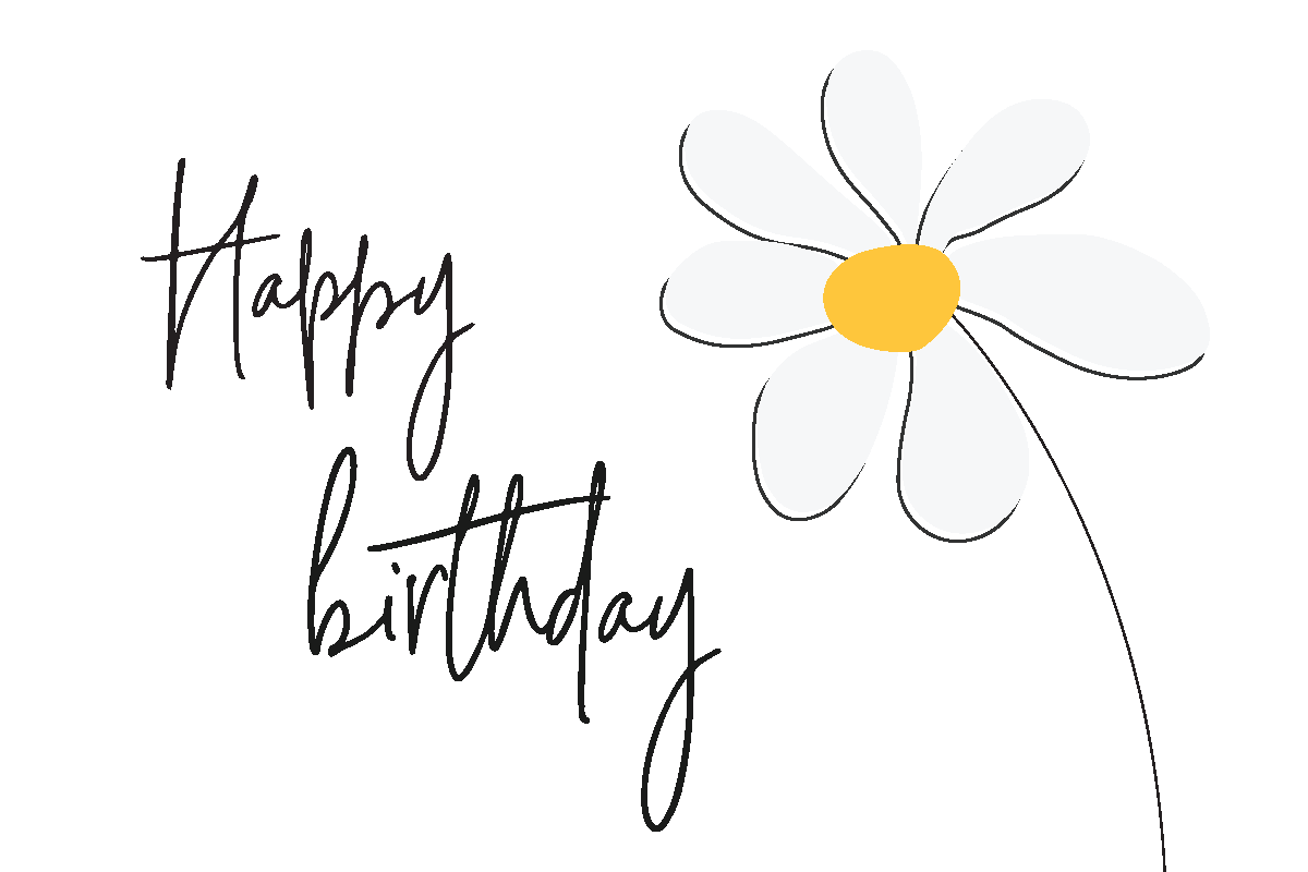 a flower with the words happy birthday written on it